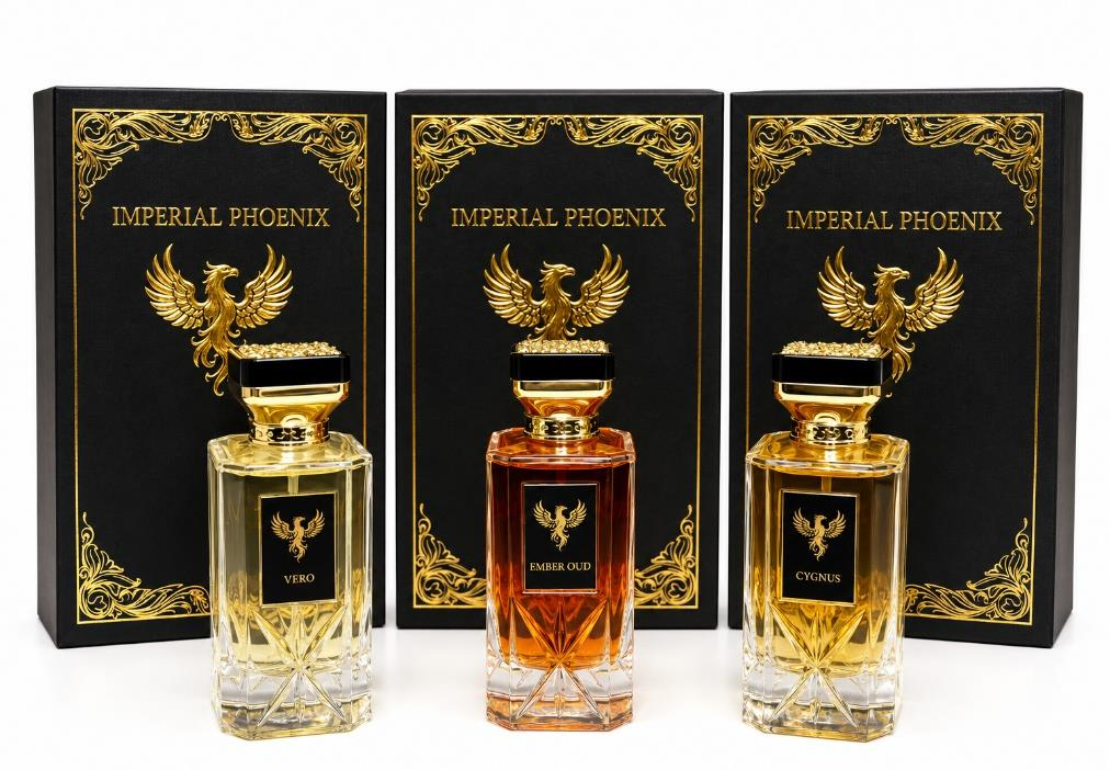 Imperial Phoenix — Summer Trio: Ember Oud, Vero & Cygnus — frascos